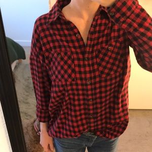 Oversized red checkered flannel